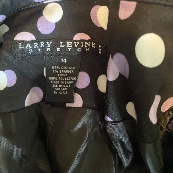 Larry Levine Stretch Black/Purple/Lavender/White Polka dot blazer, size 14 - Picture 4 of 4